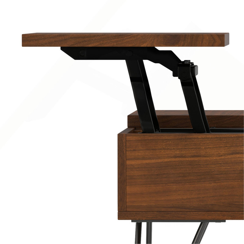 Table basse carrée à plateau relevable en bois massif de 32 po Hunter, Noyer