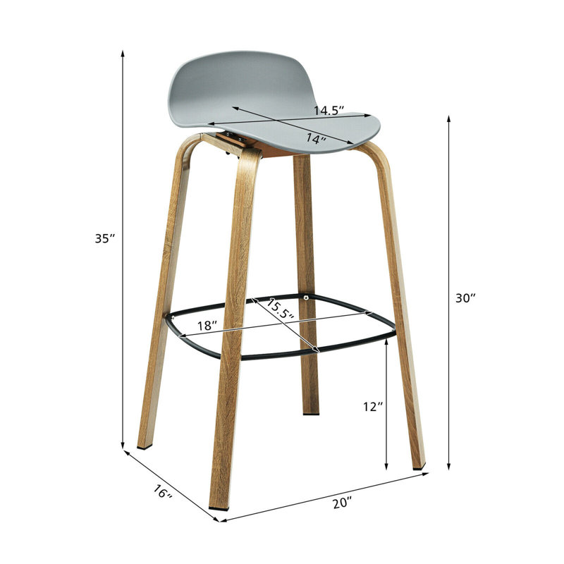 Brees Counter Stool with Metal Frame, Gray