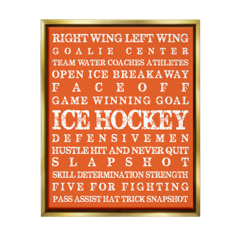 "Ice Hockey" par Melody Hogan sur toile, Cadre flottant métallique doré, H 21 po x l 17 po