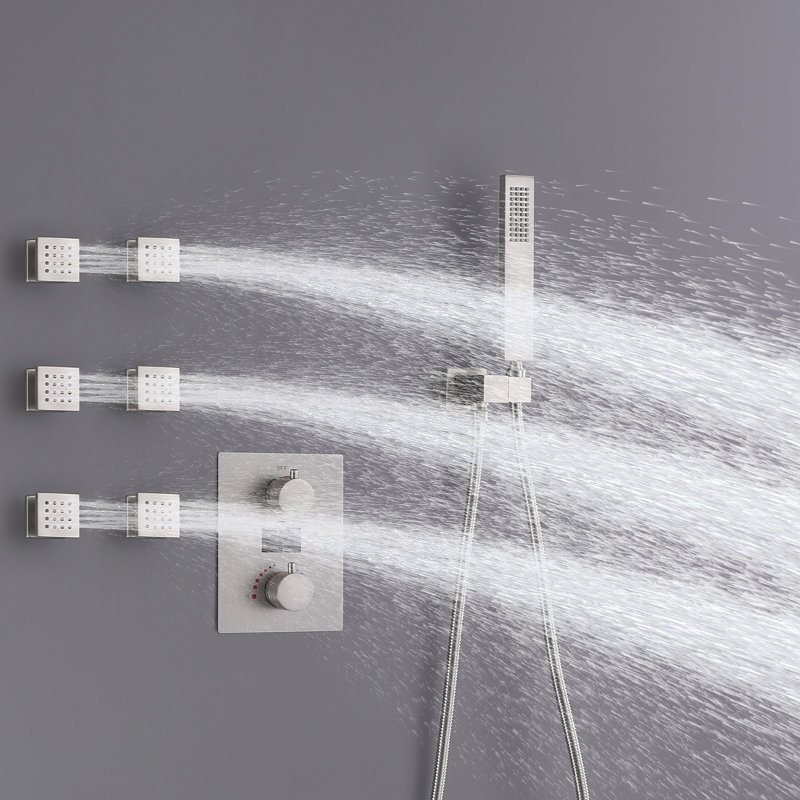 Complete Shower System with Rough-in Valve, Brushed Nickel