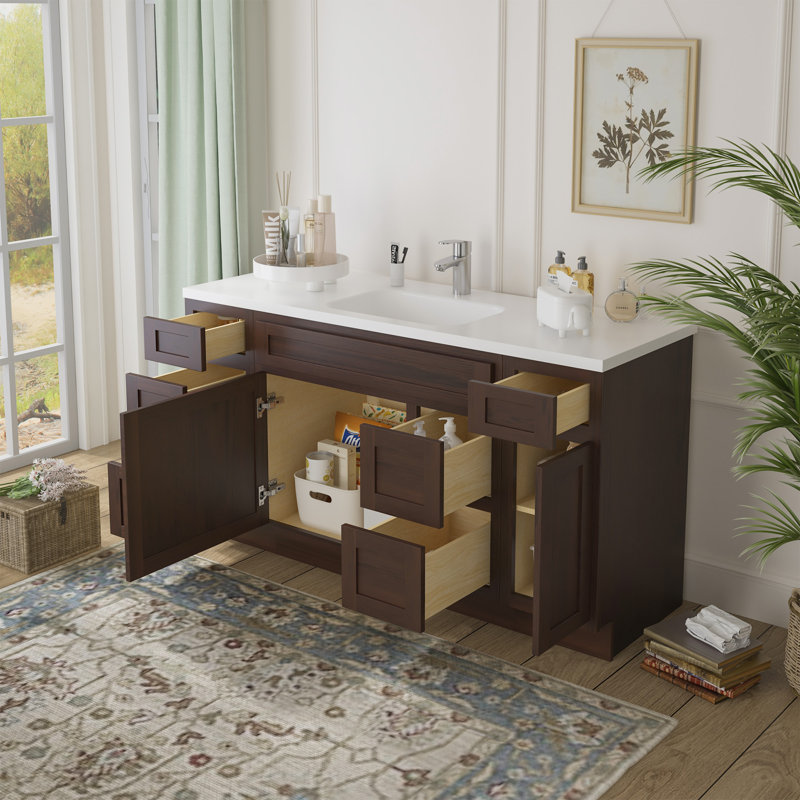 Base de meuble-lavabo simple 60 po seulement, Brun