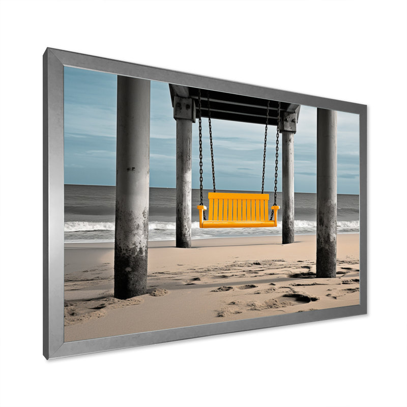 «Kiyonori Beach Pier Pers perspective», impression sur toile, Cadre photo argenté, H 24 po x l 32 po x P 1 po
