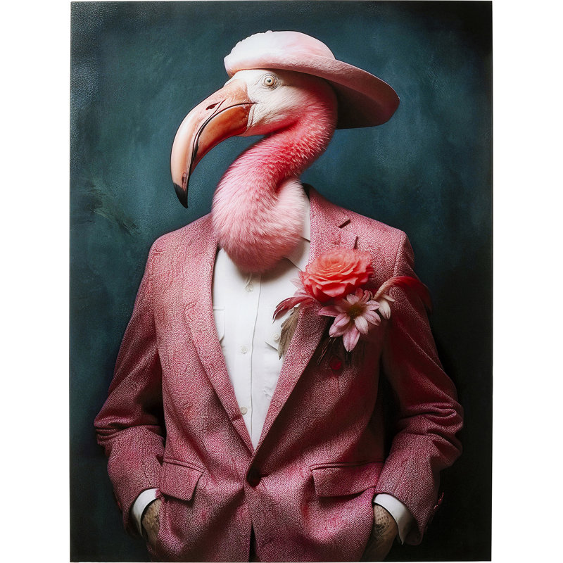 Mister Flamingo Print on Glass