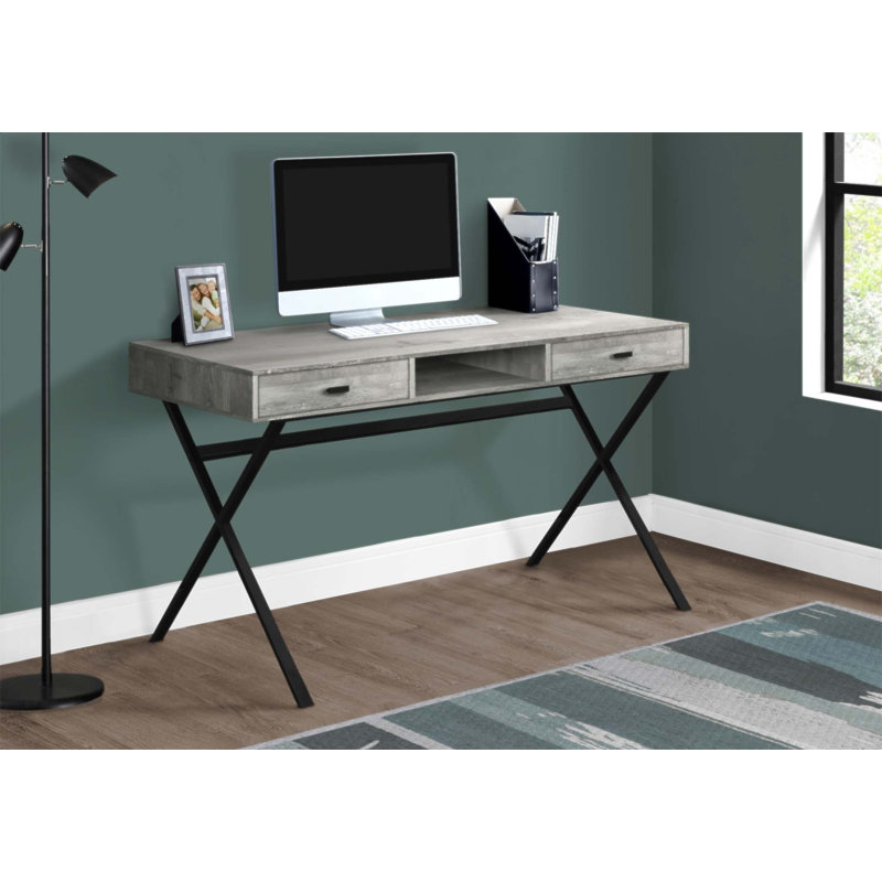 Bureau d'ordinateur contemporain contemporain avec tiroirs de rangement, idéal pour le bureau à domicile et les petits espaces, longueur de 48 pouces