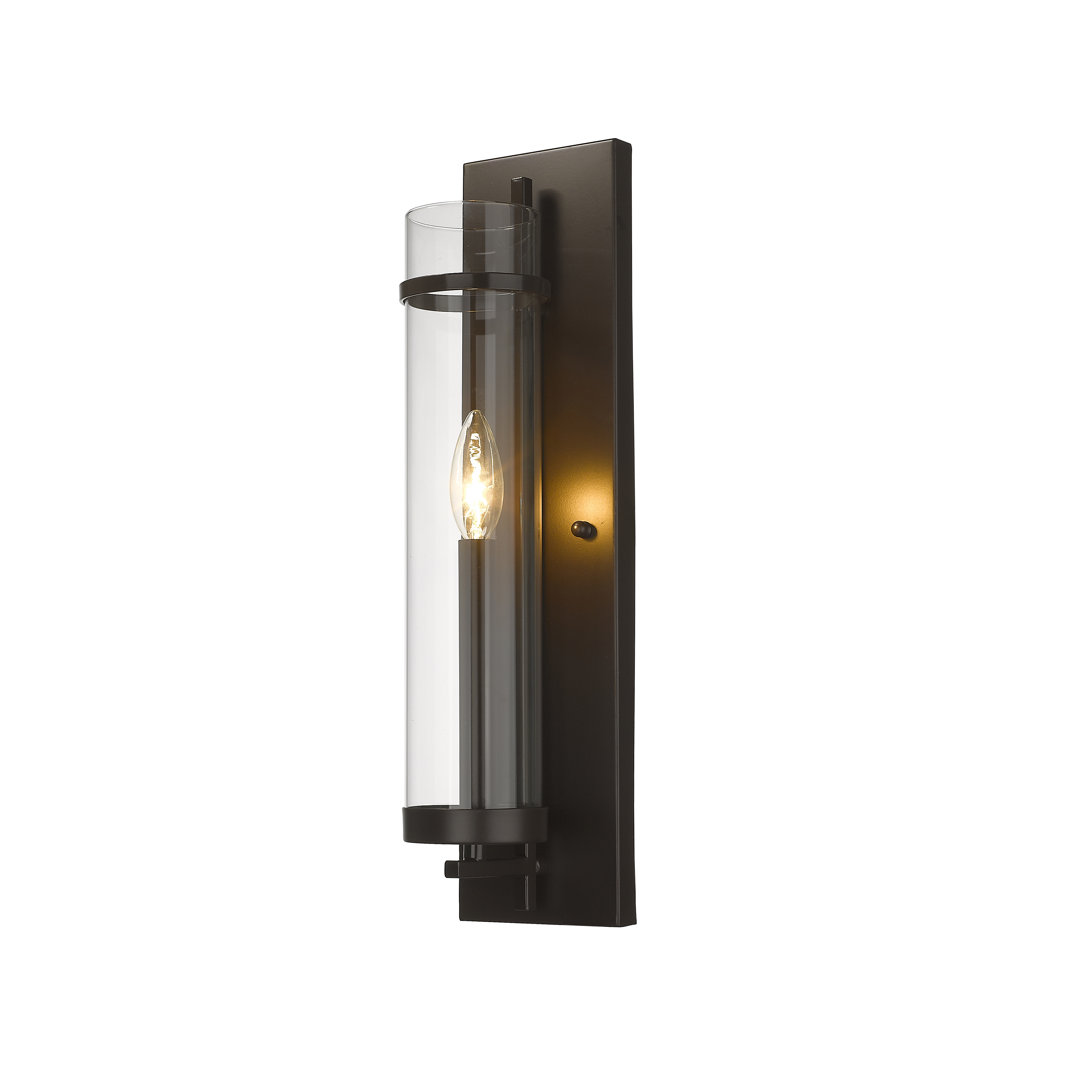 Hazlett 1 Light Black Candle Wall Sconce With Glass Shade August Grove®
