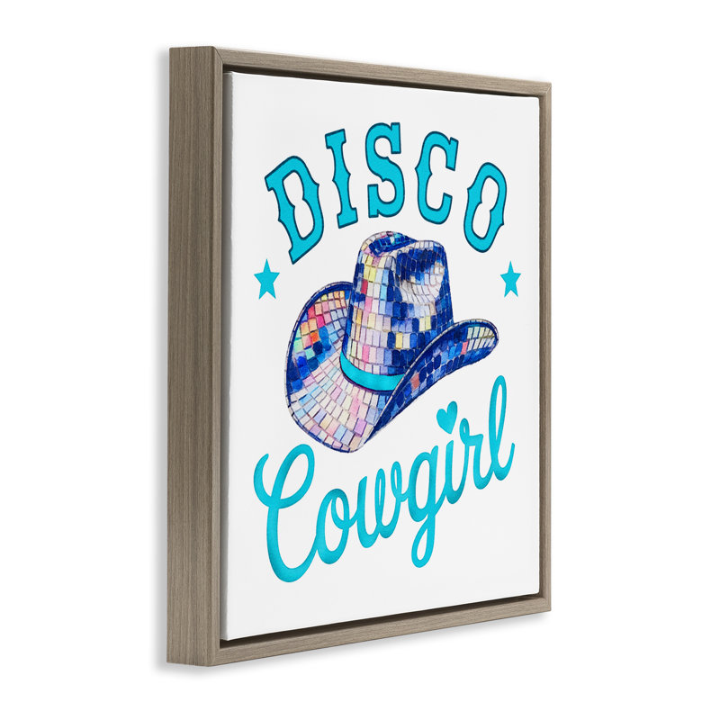 Cadre flottant Turquoise Cowo Cowgirl, design par Amanda Greenwood, Cadre flottant orme Montalcino, H 18 po x l 18 po