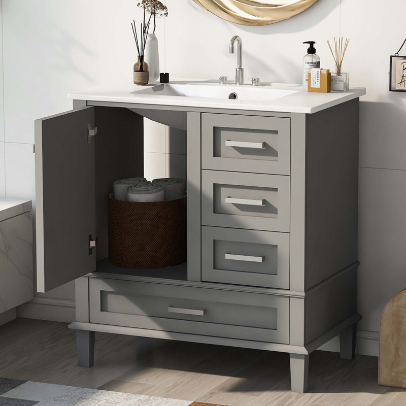 Ensemble de meuble-lavabo moderne 30 po avec meuble-lavabo 30 po, Gris