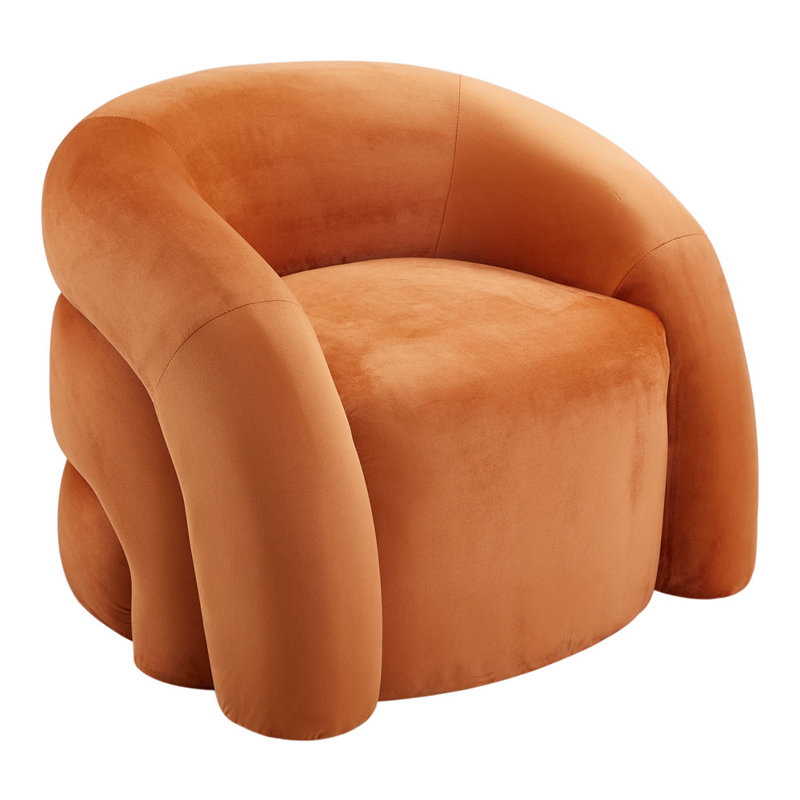 Bielka Accent Stool, Orange, Velvet