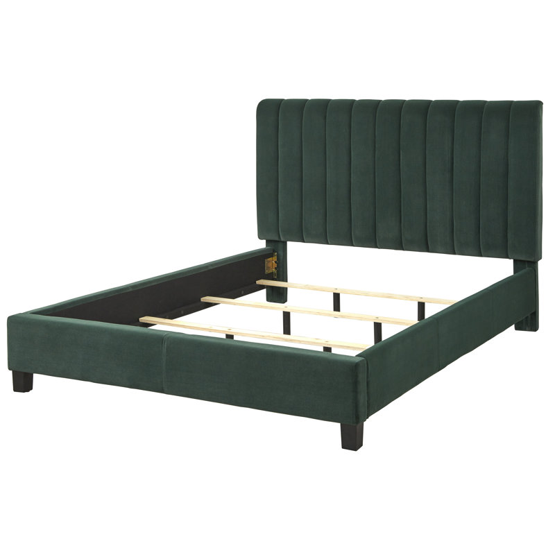 Johniel Upholstered Platform Bed, Emerald Green