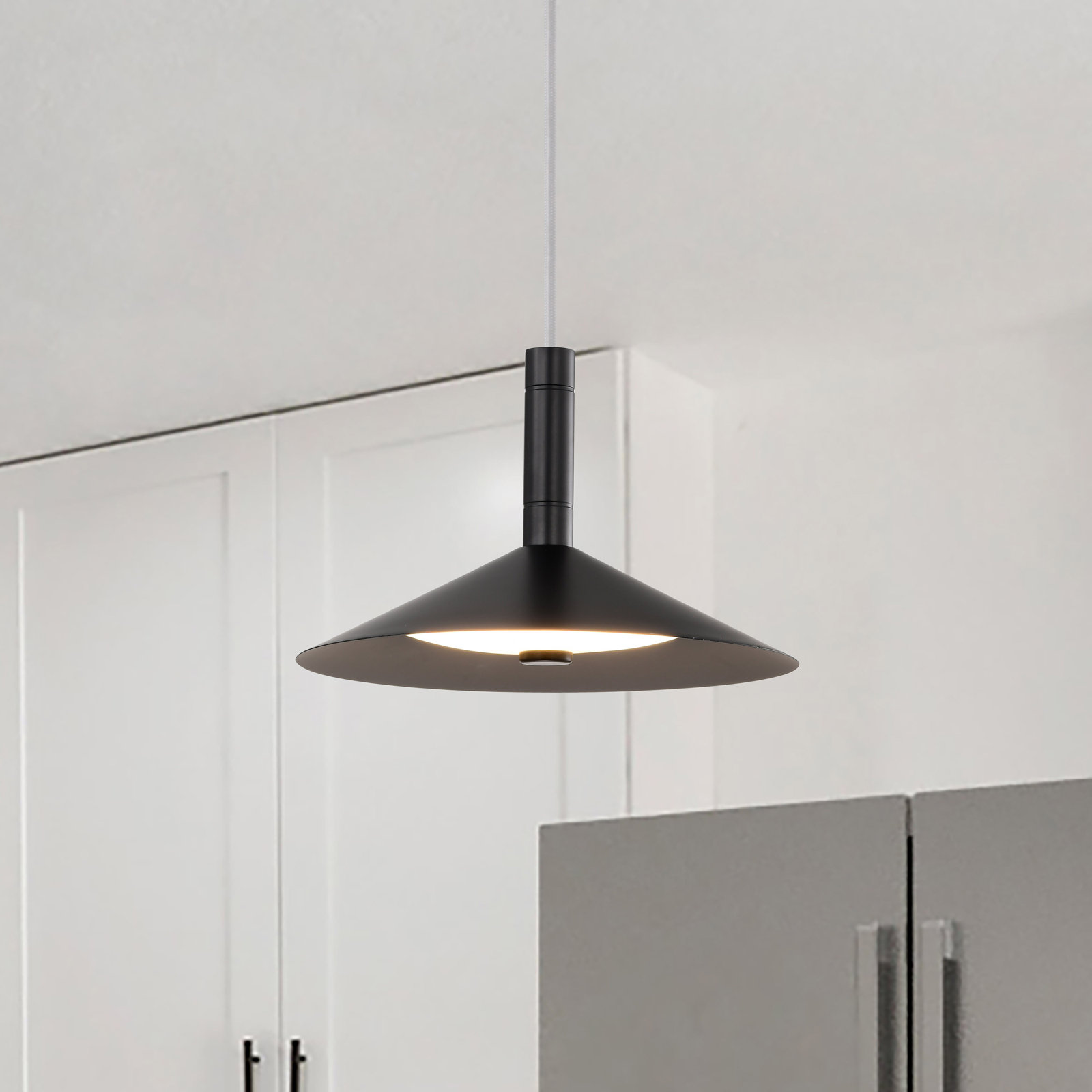 Vicente Dimmable LED Single Light Pendant, Matte Black, 151" H x 9.88" W x 9.88" D