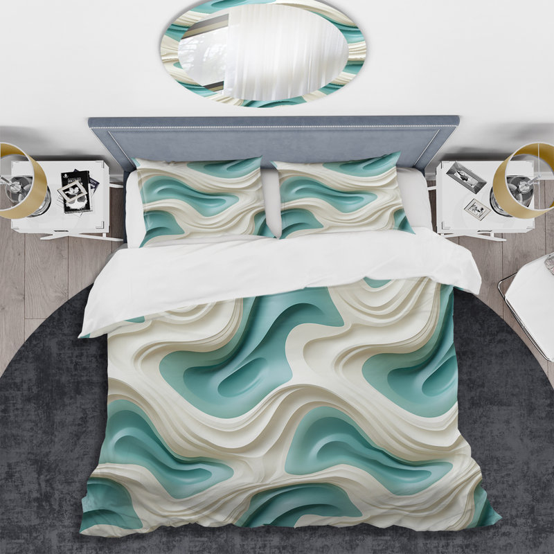 Sculptural Elegance - Ensemble de housse de couette abstrait - Microfibre de polyester