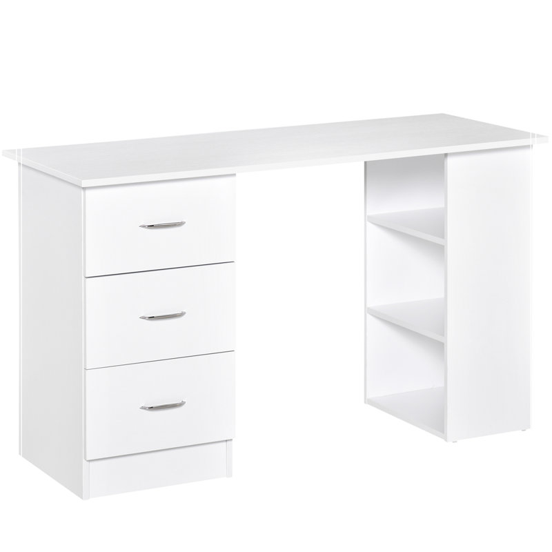 47" Modern Home Office Computer Desk Bookcase Combo Writing Table Workstation with 3 Drawer