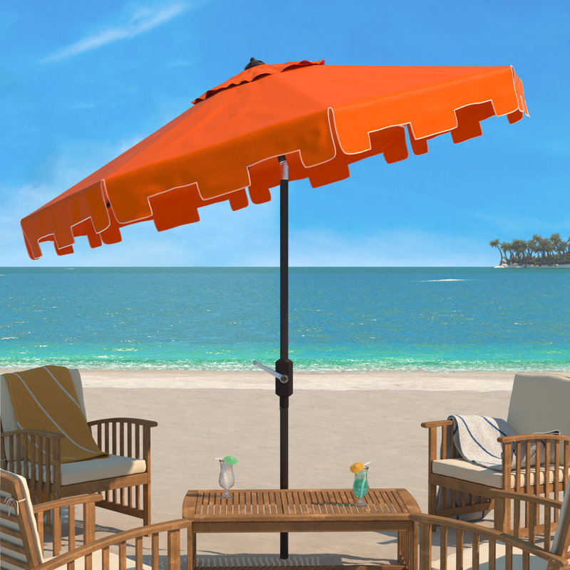 Parasol du marché Coramae, Orange / blanc, Brun, 100,79 po L x 100,79 po po