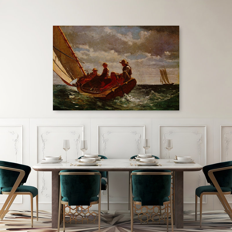 Breezing Up Classic Coastal Ocean Wall Art Print by Winslow Homer - 1 Piece Wrapped Canvas Wall Art, 101.6cm H x 152.4cm W