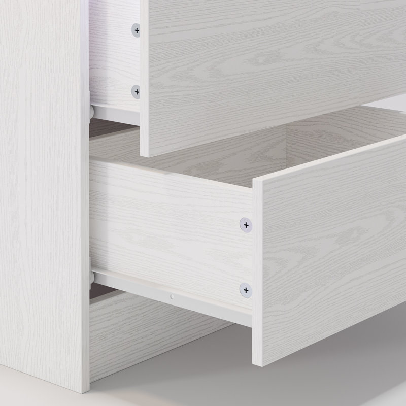 Westerly Modern Style Wooden Nightstand with LED Light and Storage Drawers, White
