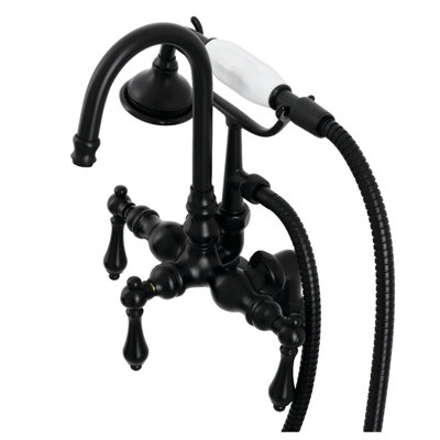 Robinet pour baignoire à pattes à 3 poignées et fixation sur le comptoir à 3 trous et cuivres Kingston