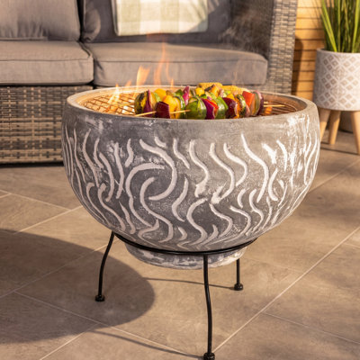 Round Clay Wood Burning Smokeless Fire Pit