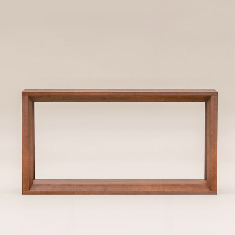 60" Rectangular Solid Wood Veneer Console Table, Dark Brown