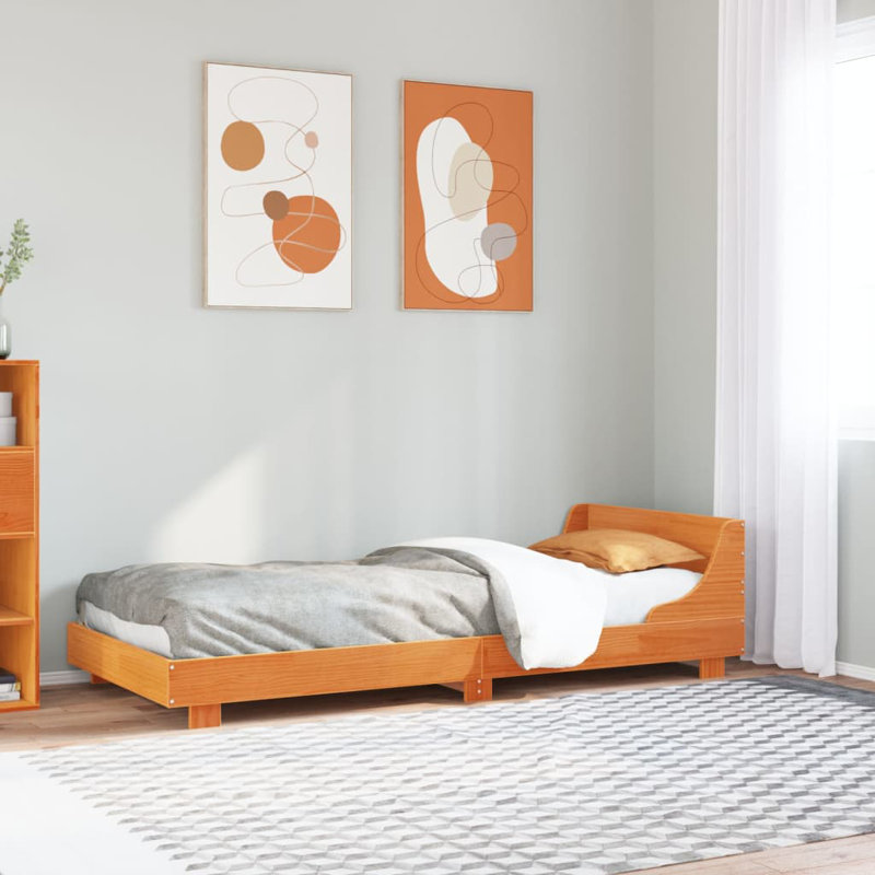 Lista Solid Wood Bed, 52cm H x 193.5cm W x 78.5cm D, Wax Brown