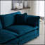 Canapé pour causeuse moderne en tissu de grande taille à 2 places avec 4 coussins, chenille bleue-12729245