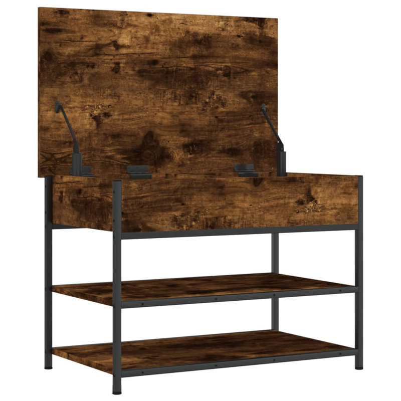 4 Pair Shoe Storage Bench, Smoked Oak