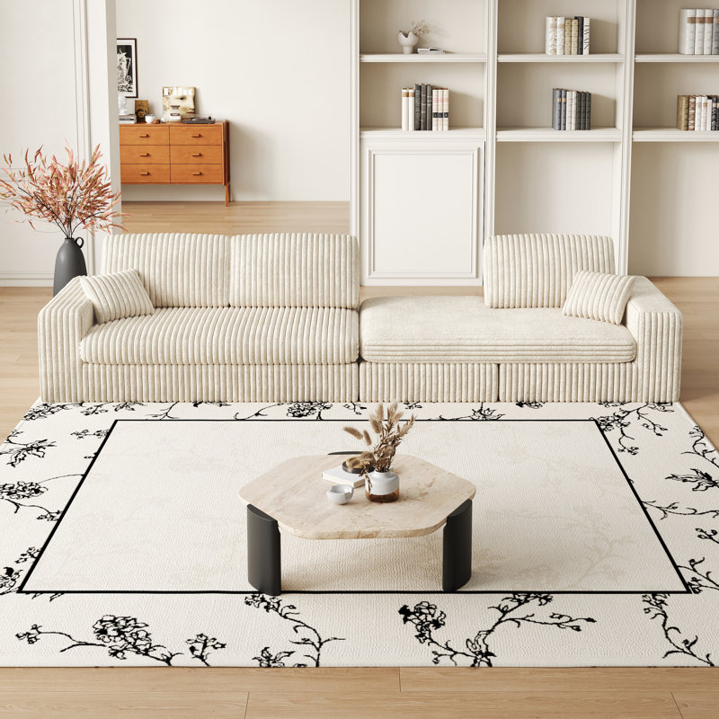  Canapé inclinable modulaire en velours côtelé de 114,5 po, canapé convertible en L avec coussins pour le cou et coussins décoratifs, beige