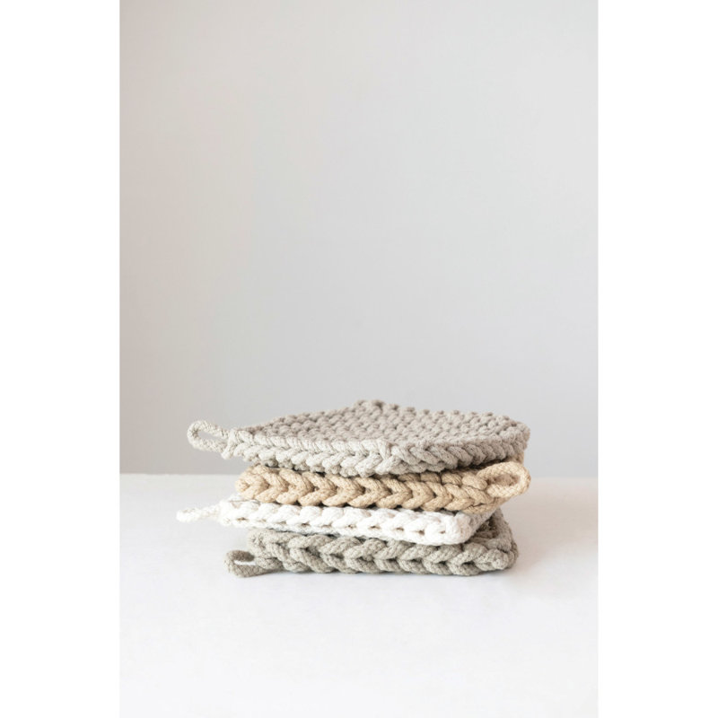 Support à casserole en coton, Beige/Taupe/Gray/White