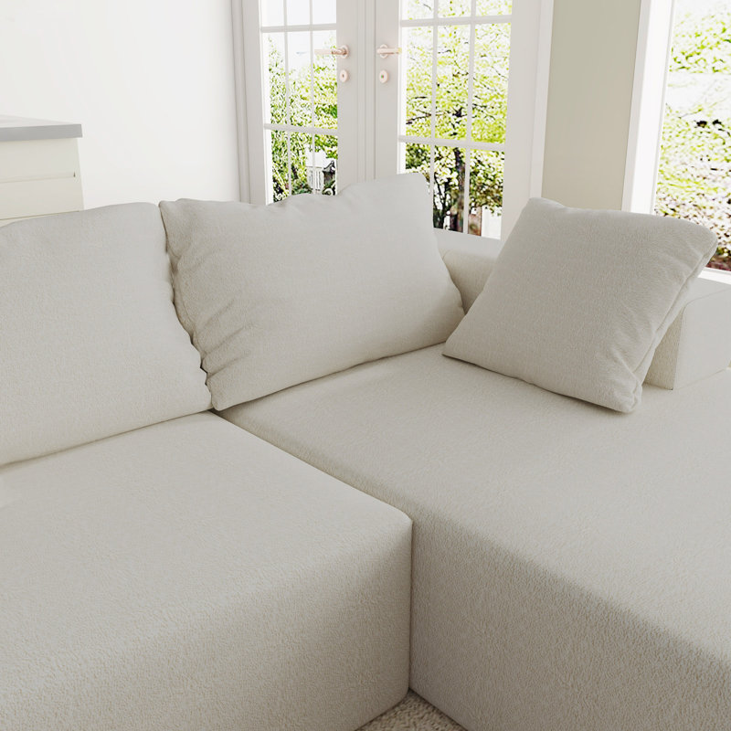 Ensemble de canapé modulaire rembourré Modern, Chenille ivoire