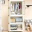 Garde-robe autoportante portable avec portes magnétiques, garde-robe d'aspect blanc, 4 et tringle, pour arrangement de vêtements