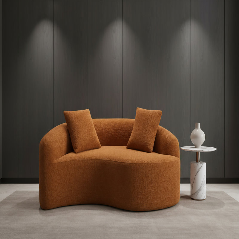 Ensemble de canapé rembourré en S en chenille, Corail