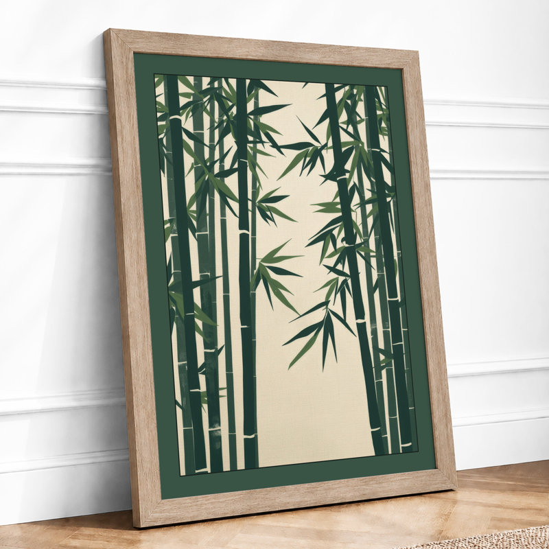 Bamboo in Silence Japandi - Framed Print, A4 - 29.7 x 21.0 cm, Oak