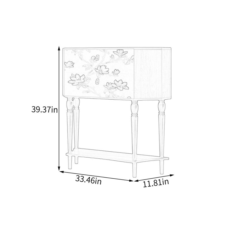 Armoire de rangement en pin avec tiroirs et plateau large, Noyer