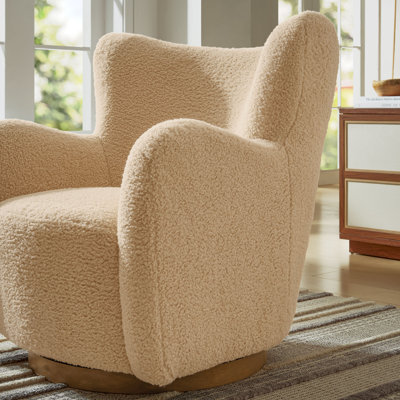 Fauteuil d'appoint pivotant en sherpa à oreilles Montrose