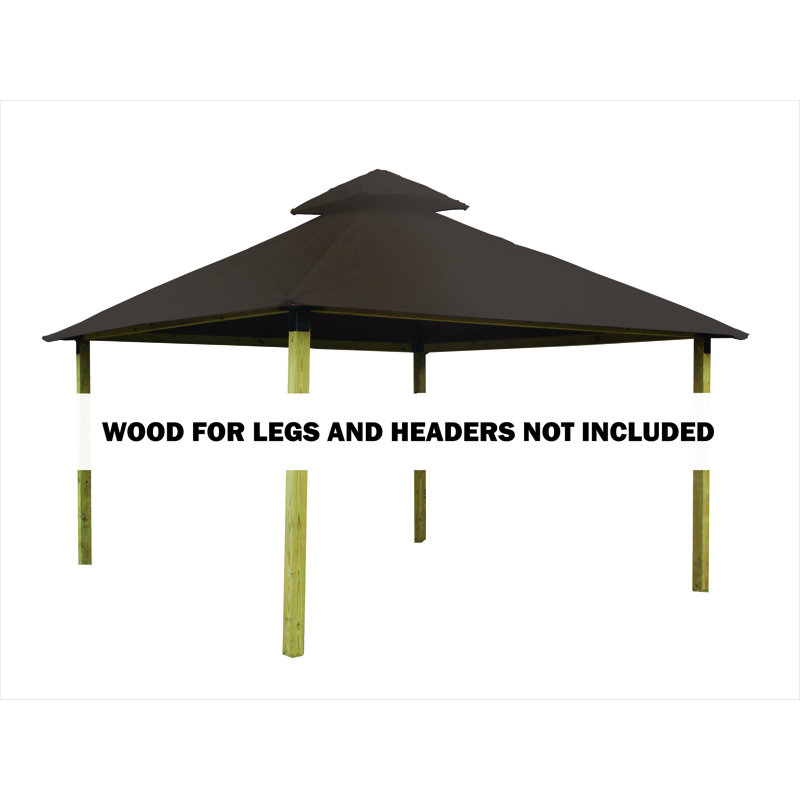 Roof Framing And Mounting 12 Ft. W x 12 Ft. D Solid Wood Gazebo, Desert Beige, 141.5" H x 144" W x 144" D
