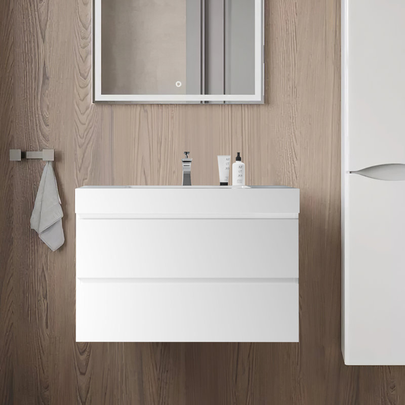 35.8'' Single Bathroom Vanity with Resin Top, White