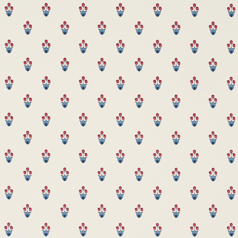 Moira Floral Wallpaper Roll, Taupe/Red/Blue