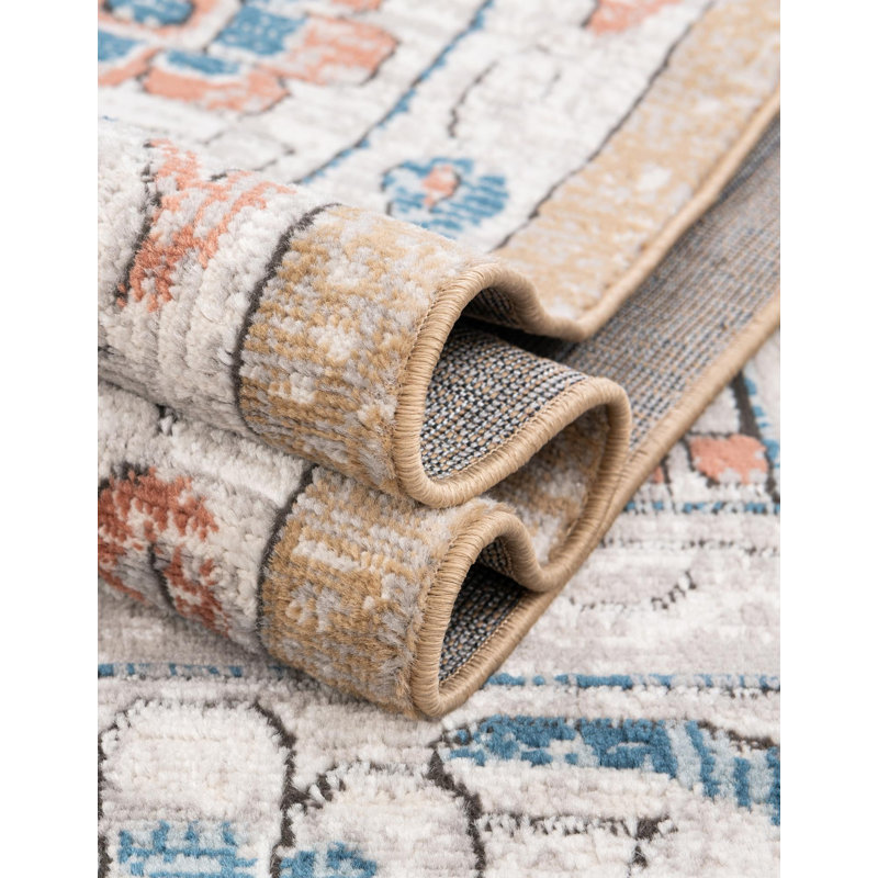 Weingartner Performance Mustard Yellow/Ivory/Blue Rug, Square 10'