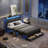 Upholstered Bed Frame with 2 Storage Drawers, Modern Queen Platform Bed with Charging Station & LED Light, No Spring Box Needed-712856602