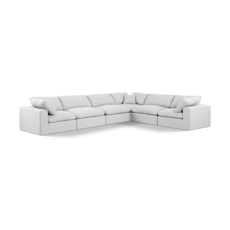 Canapé modulaire 6 pièces rembourré, 100 % lin blanc
