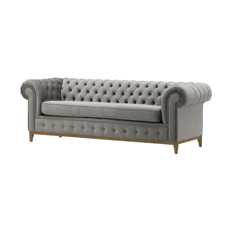 Fryar Velvet Sofa, 3, Olive Green, Silver