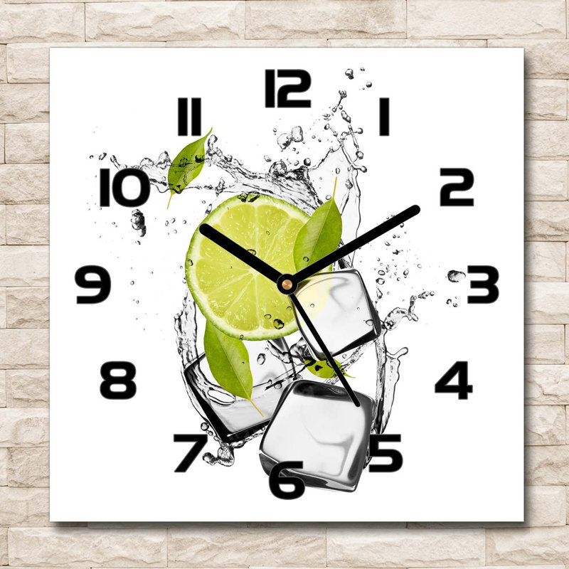 Heberth Glass Wall Clock, Black/Green/White
