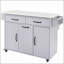 Îlot de cuisine polyvalent avec rangement pour poubelle, abattant, support à épices, porte-serviettes et tablette réglable sur roulettes-515110238