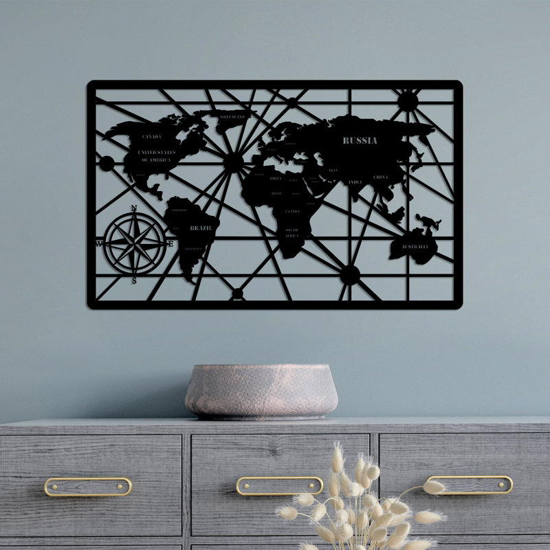 Stylish Decorative Metal Wall Accessory, Black Finish, 15.7 x 25.6 inches | 100% Metal, Thickness: 0.06 inches | Lightweight at 1.4 lbs, Perfect for Home Décor, Office Spaces, or Living Room Accent