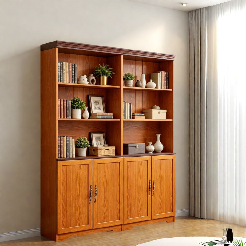 Grandes bibliothèques avec rangement, panneau de fibres à densité moyenne réglable de style rustique pour la maison