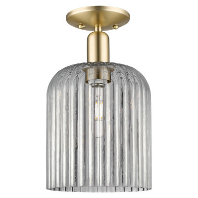 Arcadia - voile de mariée - 1 lumière semi-encastrée 8 po - finition bronze champagne - abat-jour fumé clair