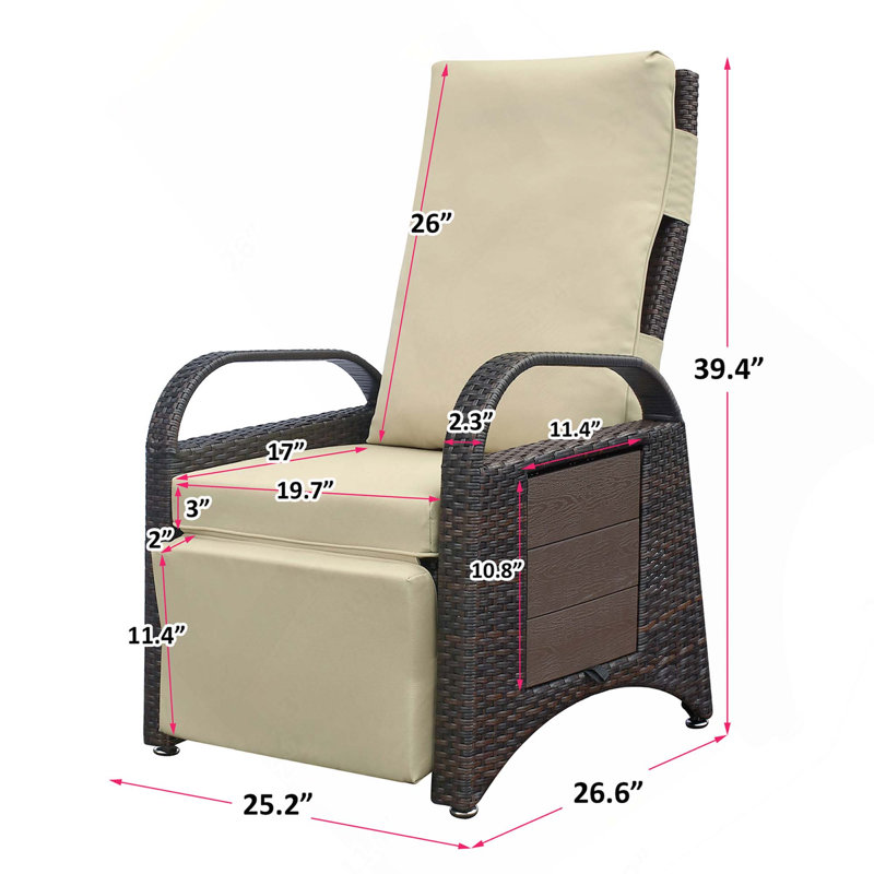 Méridienne inclinable réglable en osier d'extérieur moderne à 2 boucles avec coussin moelleux amovible pour la maison, les bains de soleil ou la détente