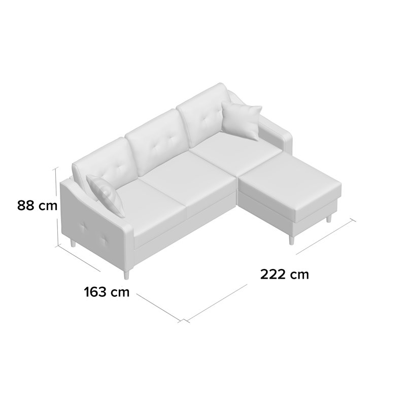 Raul 3 Seater Sofa Bed, Right