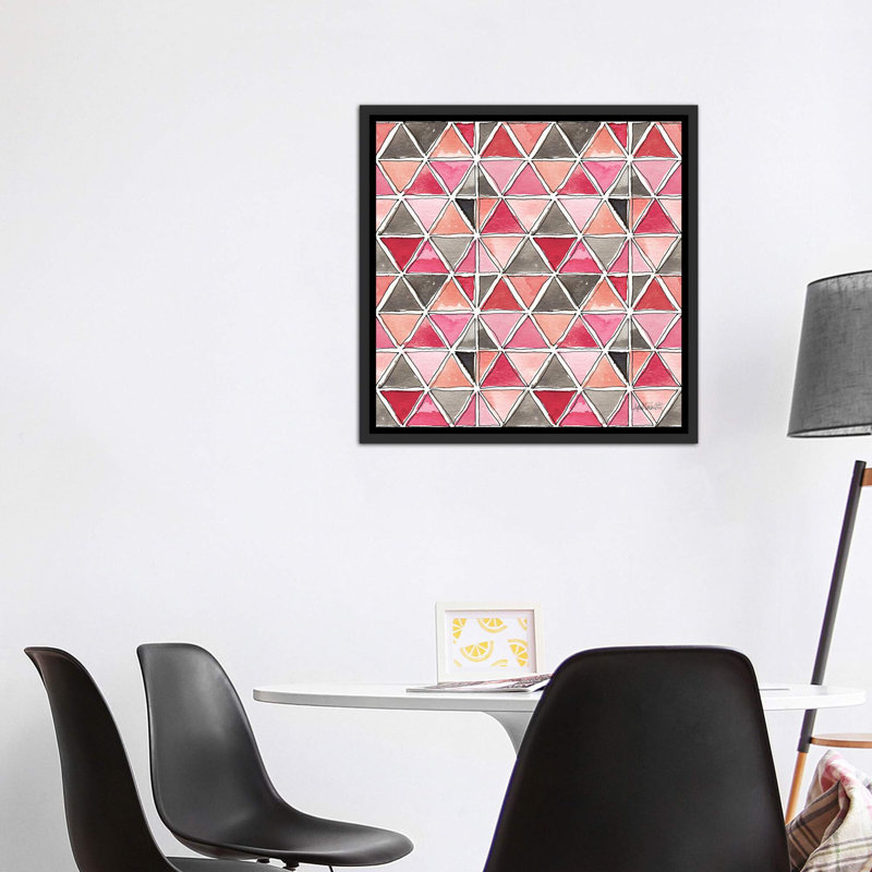 « chic accents pattern », art, H 37 po x l 37 po x P 1,5 po, Toile avec cadre noir patiné