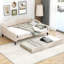 Lit de jour double capitonné capitonné, beige