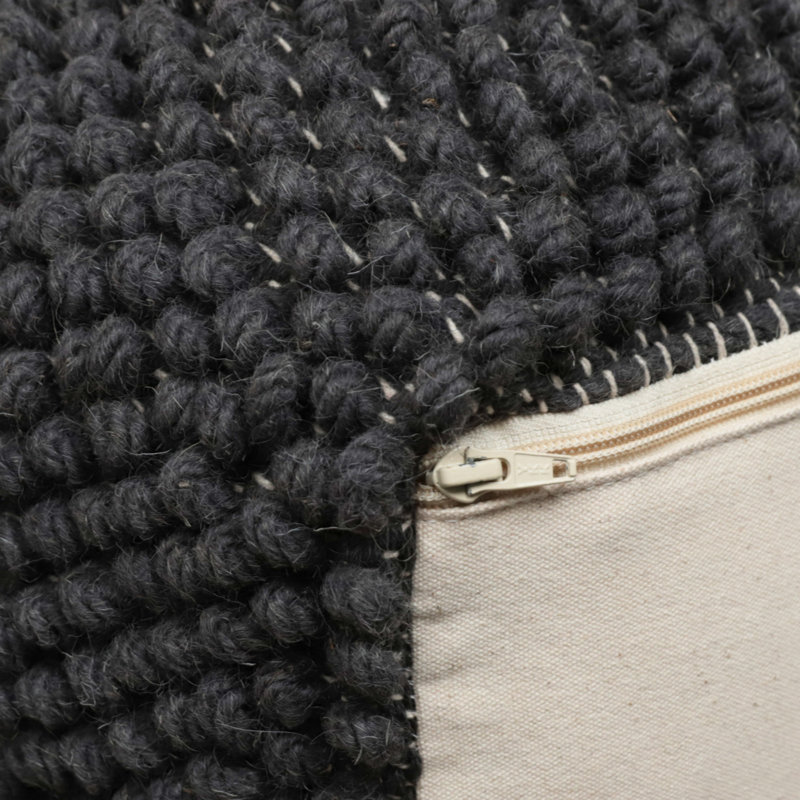 Grand repose-pieds capitonné Malta gris anthracite Malta, Tissu gris anthracite